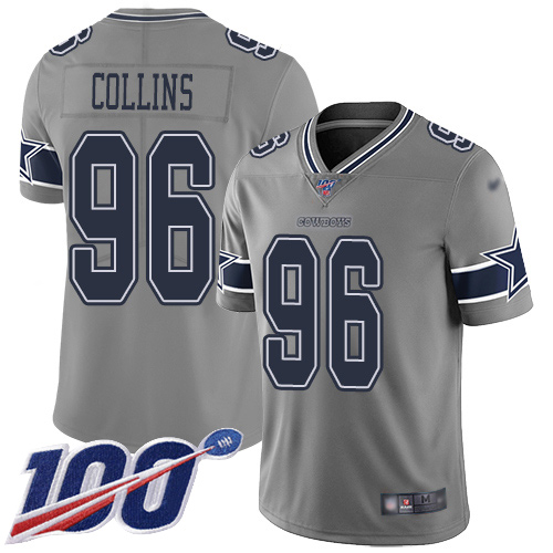 Men Dallas Cowboys Limited Gray Maliek Collins #96 100th Season Inverted Legend NFL Jersey